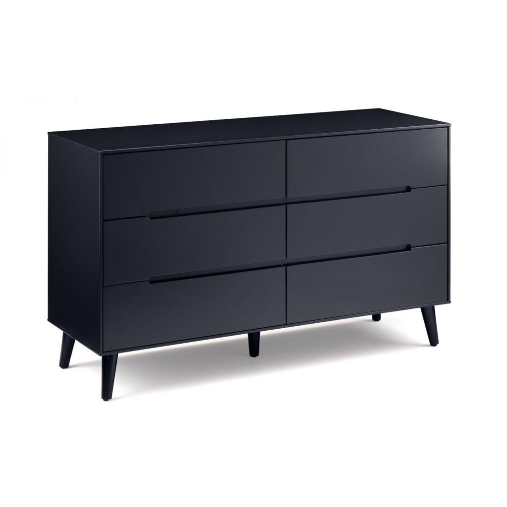 Retro Anthracite Wide Chest (6 Drawers)